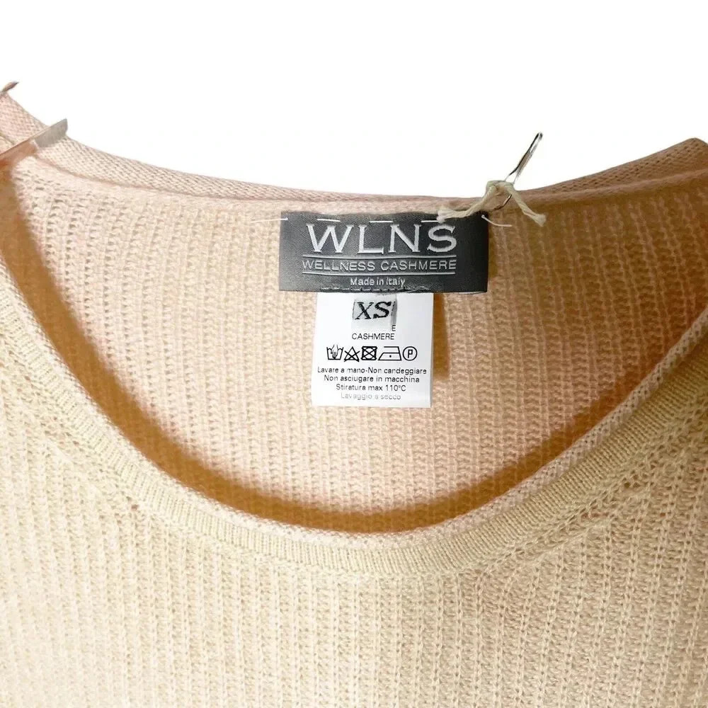 WLNS Wellness cashmere womens 100% cashmere sweater size XS blush pink new - Picture 4 of 8